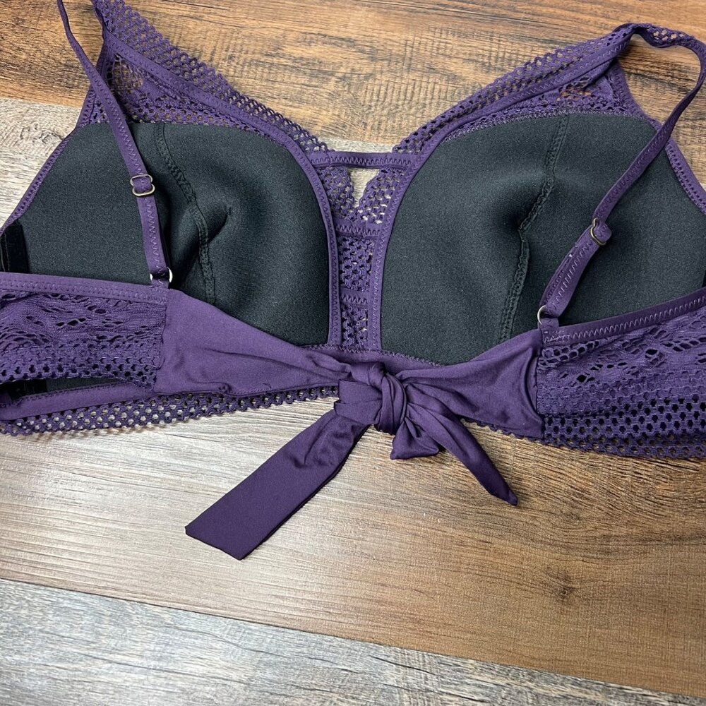NWOT BECCA by Becca Virtue Purple Crochet Bikini Top Adjustable‎ Tie Back 2X - Picture 7 of 8